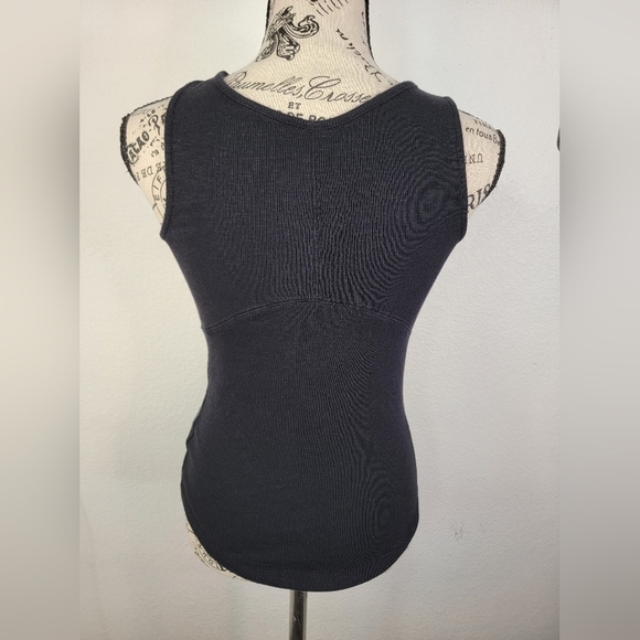 Free People Emmy Lou Tank Top Small Lace-Up Tie Front Ribbed Black - Picture 9 of 9
